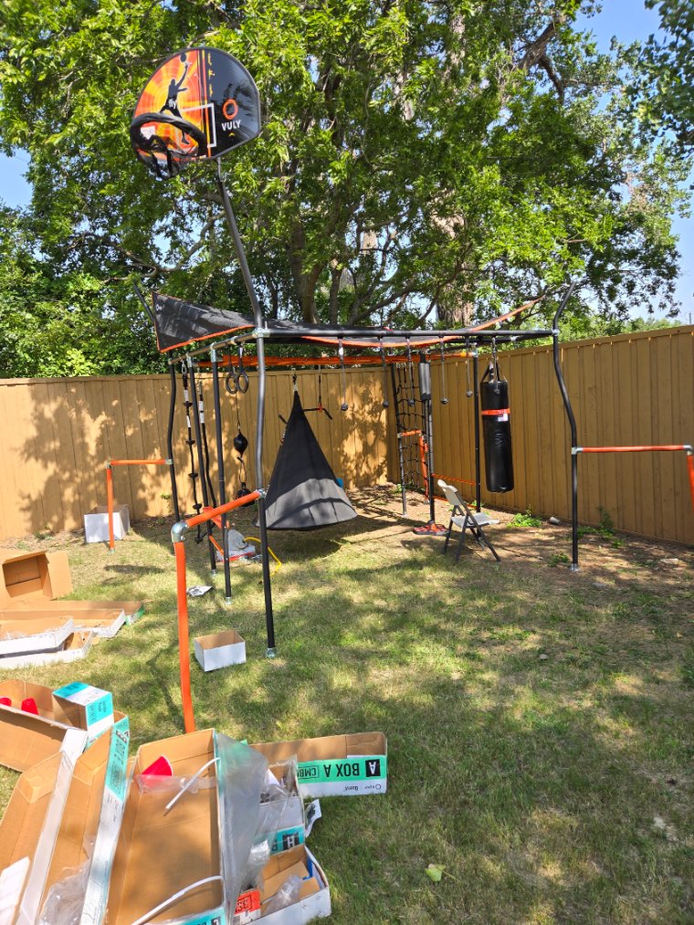 Backyard archery setup in progress by Mount & Fix, Fort Worth assembly services